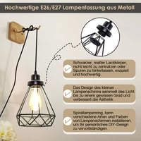 Crzpchas Vintage Függőlámpa Szett Kapcsolóval, 2db Fekete E27 Foglalat 450cm Kábellel, Ipari Stílusú Mennyezeti Lámpa DIY Konyha Pince 5