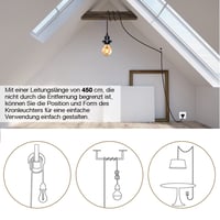 Crzpchas Vintage Függőlámpa Szett Kapcsolóval, 2db Fekete E27 Foglalat 450cm Kábellel, Ipari Stílusú Mennyezeti Lámpa DIY Konyha Pince 4
