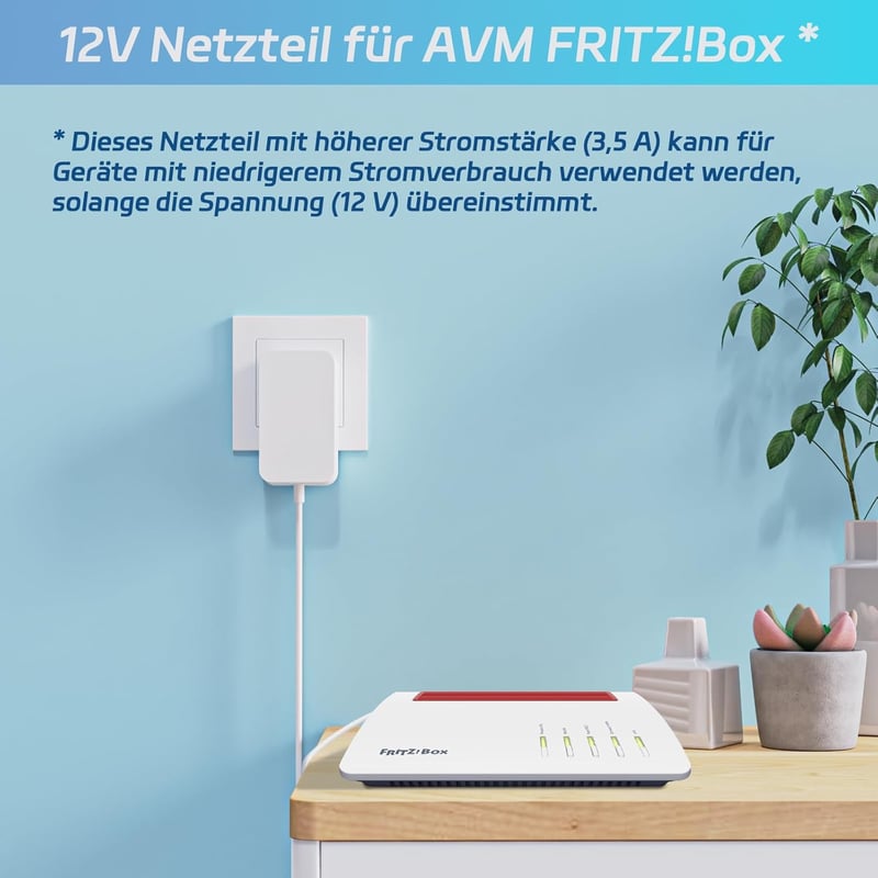 cshare 12V 3.5A Hálózati Adapter - Kompatibilis AVM Fritz!Box 7590, 7560, 7530, 7490 és Telekom Speedport Router Készülékekkel - 1,5m Kábel