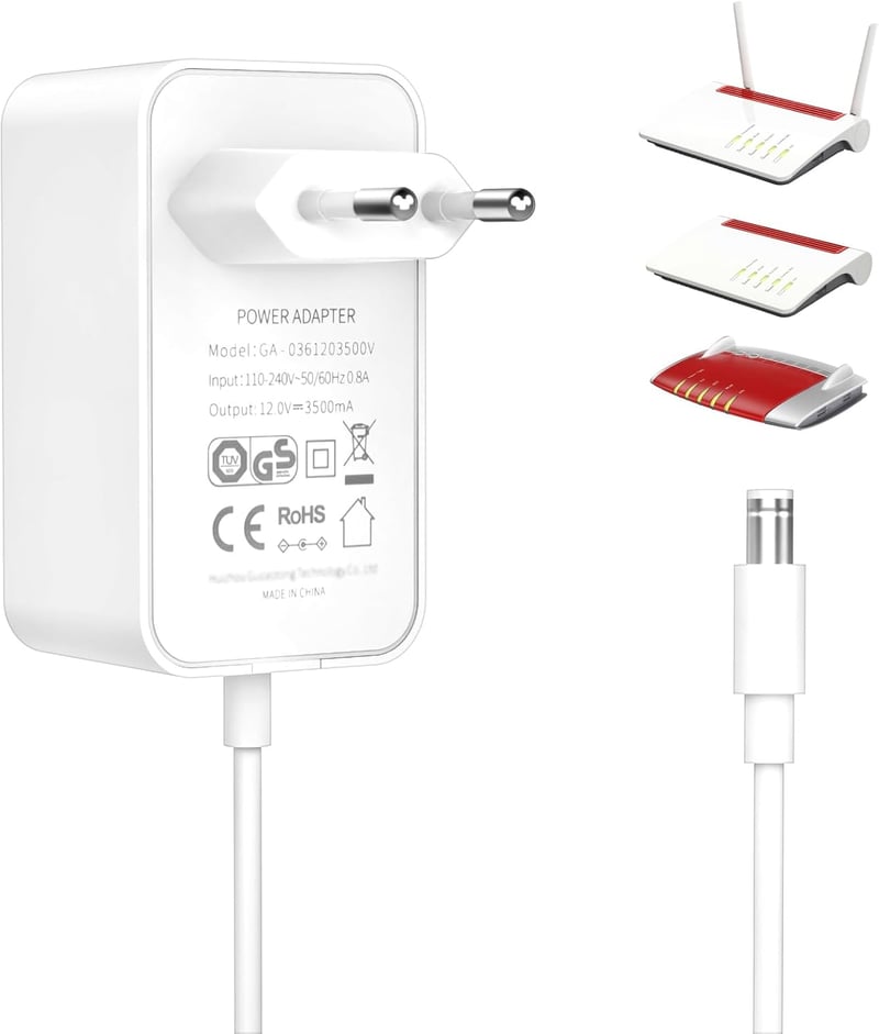 cshare 12V 3.5A Hálózati Adapter - Kompatibilis AVM Fritz!Box 7590, 7560, 7530, 7490 és Telekom Speedport Router Készülékekkel - 1,5m Kábel