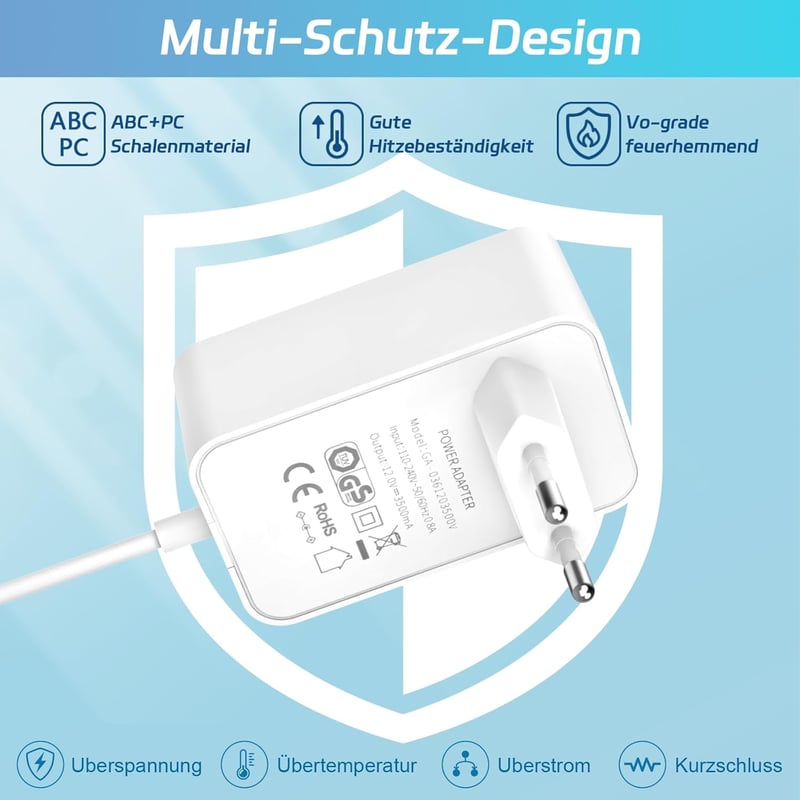 cshare 12V 3.5A Hálózati Adapter - Kompatibilis AVM Fritz!Box 7590, 7560, 7530, 7490 és Telekom Speedport Router Készülékekkel - 1,5m Kábel