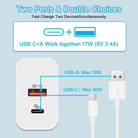 cshare 30W USB-C Gyorstöltő PD 3.0 PPS Technológiával - 2 Portos Töltő Google Pixel, iPhone, Samsung Készülékekhez 2m Kábellel 3