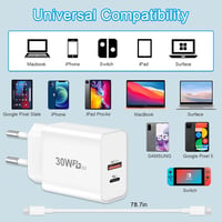 cshare 30W USB-C Gyorstöltő PD 3.0 PPS Technológiával - 2 Portos Töltő Google Pixel, iPhone, Samsung Készülékekhez 2m Kábellel 7