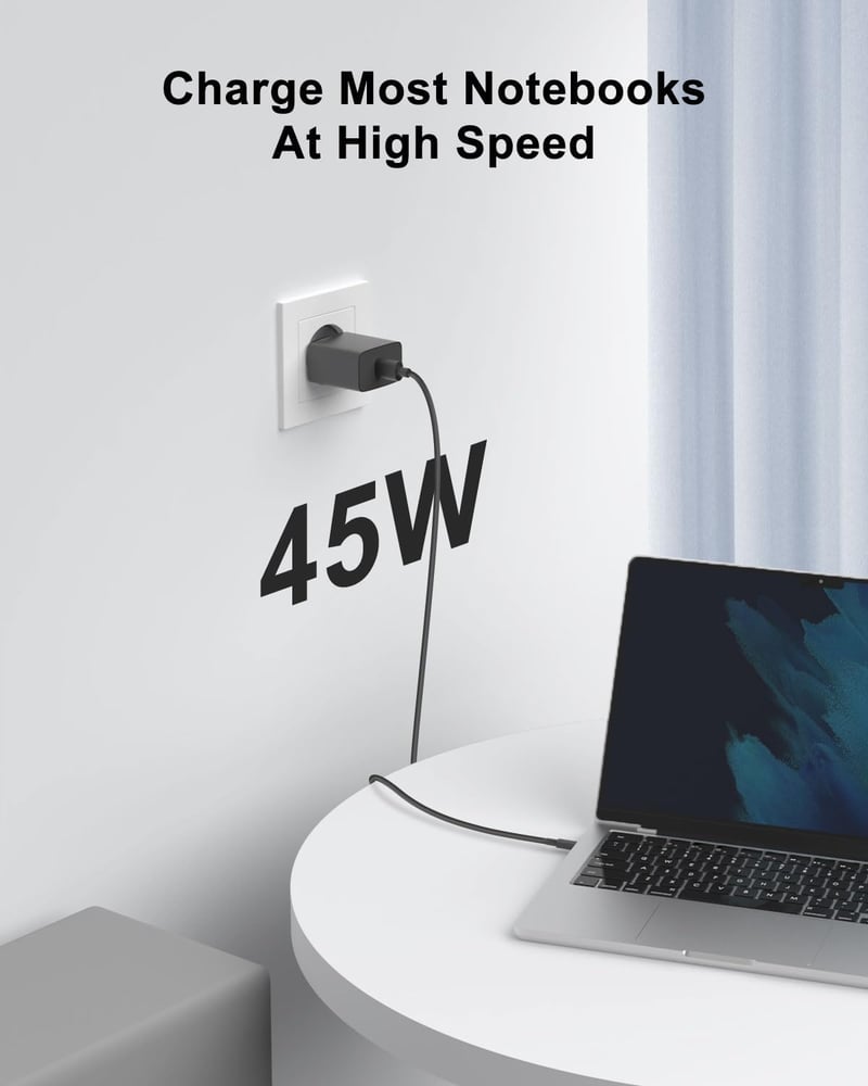 cshare 45W GaN USB-C Gyorstöltő Samsung S24 Ultra/S24+/S23/S22 Készülékekhez - PPS PD3.0 Technológia, 2m 5A Kábellel, Fekete
