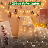 Ghirlandă luminoasă cu globuri cshare pe baterii, pentru exterior, 3 m, 20 LED-uri, lumină albă caldă, cu temporizator, rezistentă la apă IP65, pentru grădină, camping, Crăciun, decorațiuni interioare și exterioare 6