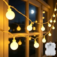 Ghirlandă luminoasă cu globuri cshare pe baterii, pentru exterior, 3 m, 20 LED-uri, lumină albă caldă, cu temporizator, rezistentă la apă IP65, pentru grădină, camping, Crăciun, decorațiuni interioare și exterioare 1