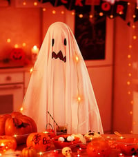 cshare Halloween Fényfüzér - 5m 50 LED Narancssárga Tündérfény, IP65 Vízálló Elemes Dekoráció Töklámpáshoz, Ablakra, Kerti Partikhoz 5