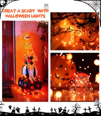 cshare Halloween Fényfüzér - 5m 50 LED Narancssárga Tündérfény, IP65 Vízálló Elemes Dekoráció Töklámpáshoz, Ablakra, Kerti Partikhoz 2