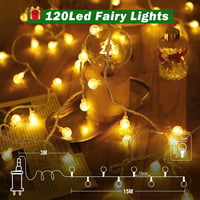 cshare Kültéri Gömb Fényfüzér - 15m, 120 LED, Meleg Fehér, 8 Üzemmód, Időzítő, IP65 Vízálló, Karácsonyra, Kertbe, Erkélyre 4
