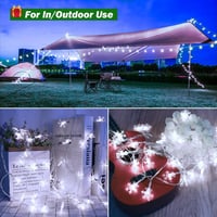 cshare LED Hópehely Fényfüzér 6m 40 LED - Elemes, Időzítővel, IP65 Vízálló Dekoráció Kertbe, Kempinghez, Karácsonyra, Bel- és Kültérre - Hid 6