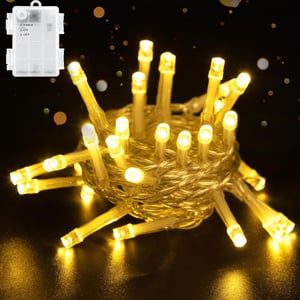 cshare LED Lampice 2m 20 LED - S Timerom, IP65 Vodootporne, Napajanje na Baterije - Unutarnja/Vanjska Dekoracija za Božić, Vrt, Sobu (Toplo B