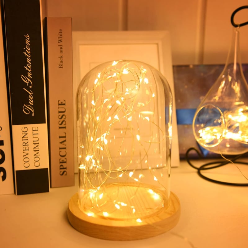 cshare LED Tündérfény 2m - 20 Meleg Fehér Micro LED, Vízálló Ezüst Drót Fényfüzér Elemes, Kültéri-Beltéri Dekoráció Esküvőre, Karácsonyra