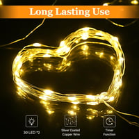 cshare LED Tündérfény 2x3m - Elemes Rézhuzalos Fényfüzér Időzítővel, Vízálló, 30 LED, Meleg Fehér - Kerti, Beltéri, Kültéri Dekorációhoz, Ka 4