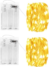 cshare LED Tündérfény 2x5m - Elemes Ezüst Drót Fényfüzér Időzítővel, 50 LED, Vízálló, Meleg Fehér - Beltéri/Kültéri Dekoráció Karácsonyra 1