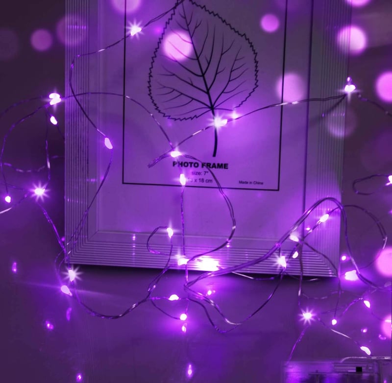 cshare Lila LED Tündérfény 3m - 30 LED Csillag Mikro Fényfüzér Halloweenre, Esküvőre, Partikra - Elemes Kültéri/Beltéri Dekoráció
