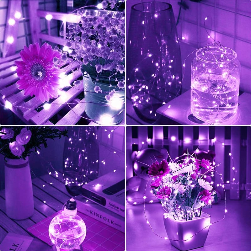 cshare Lila LED Tündérfény 3m - 30 LED Csillag Mikro Fényfüzér Halloweenre, Esküvőre, Partikra - Elemes Kültéri/Beltéri Dekoráció