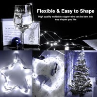 cshare Napelemes Fényfüzér 10m 100 LED - Réz Drót, Hideg Fehér, 8 Világítási Mód, Időzítő, IP65 Vízálló, Kültéri-Beltéri Dekoráció Kertbe, K 7