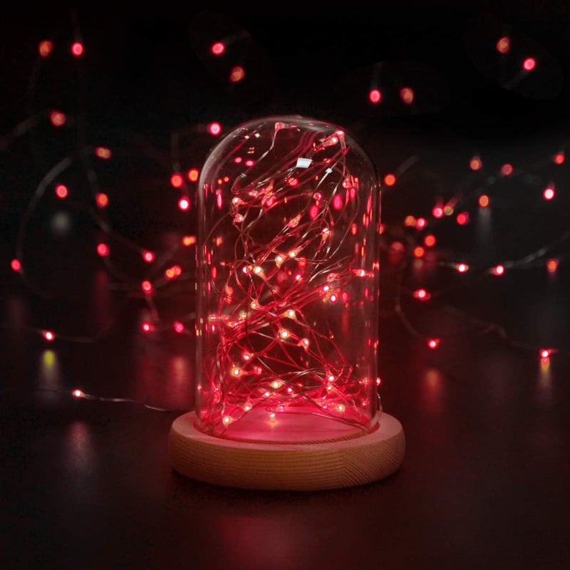 cshare Piros LED Csillag Fényfüzér - 30 LED-es Elemes Dekoráció Hálószobába, Falra, Esküvőre, Halloweenre, Karácsonyra - 3 Méteres Vízálló E