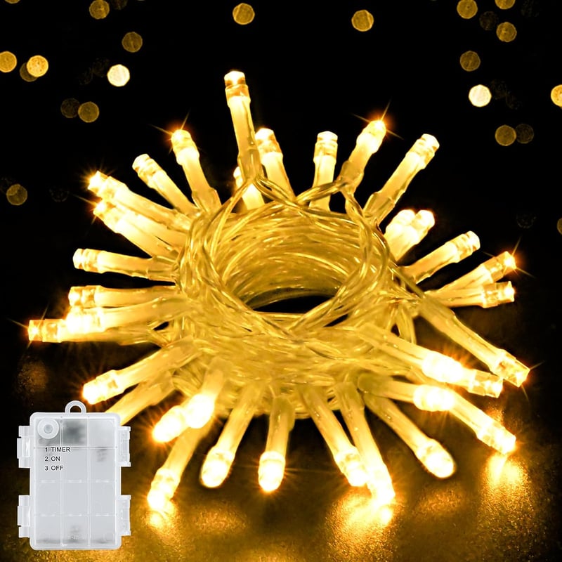 cshare Tündérfény 3m 30 LED Elemes Fényfüzér - IP65 Vízálló, 6 Órás Időzítővel, Beltéri/Kültéri Dekoráció Karácsonyra, Kertbe, Szobába (Mele