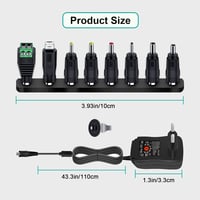 cshare Univerzális Hálózati Adapter 30W - 3V-12V Állítható Feszültség, 8 DC Csatlakozó, 5V USB Port - LED Szalag, Router, CCTV Kamera, TV Bo 6