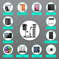 cshare Univerzális Hálózati Adapter 40W - 3V-12V Állítható Tápegység 7 Cserélhető Csatlakozóval és USB Porttal - LED, Router, Kamera Kompati 5