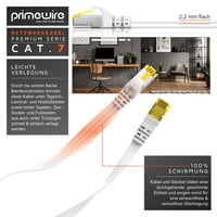 Cablu de rețea plat CSL-Computer CAT 7, 3m, 10 Gbit/s Gigabit LAN Patch, ecranare U/FTP PIMF, conector RJ45, pentru switch, router, modem, alb 4