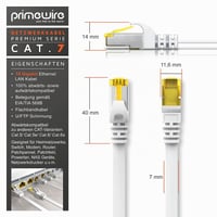 Cablu de rețea plat CSL-Computer CAT 7, 3m, 10 Gbit/s Gigabit LAN Patch, ecranare U/FTP PIMF, conector RJ45, pentru switch, router, modem, alb 2
