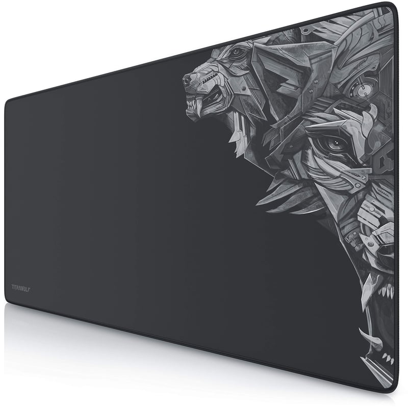CSL-Computer Titanium Wolf XXL Gaming Egérpad 900x400 mm - Csúszásmentes Nagy Asztali Alátét, Precizitás és Sebesség