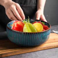 CSYY Kerámia Saláta Tál 21cm Kék Porcelán Leveses Tál 2