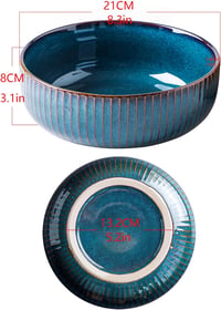 CSYY Kerámia Saláta Tál 21cm Kék Porcelán Leveses Tál 6