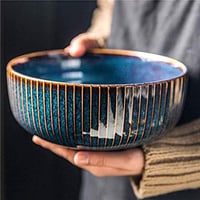 CSYY Kerámia Saláta Tál 21cm Kék Porcelán Leveses Tál 4