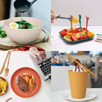 Set de veselă incasabil CSYY pentru 6 persoane, set de camping din 66 de piese, farfurii, boluri și tacâmuri din plastic pentru picnic, set ușor și colorat pentru grătar 5