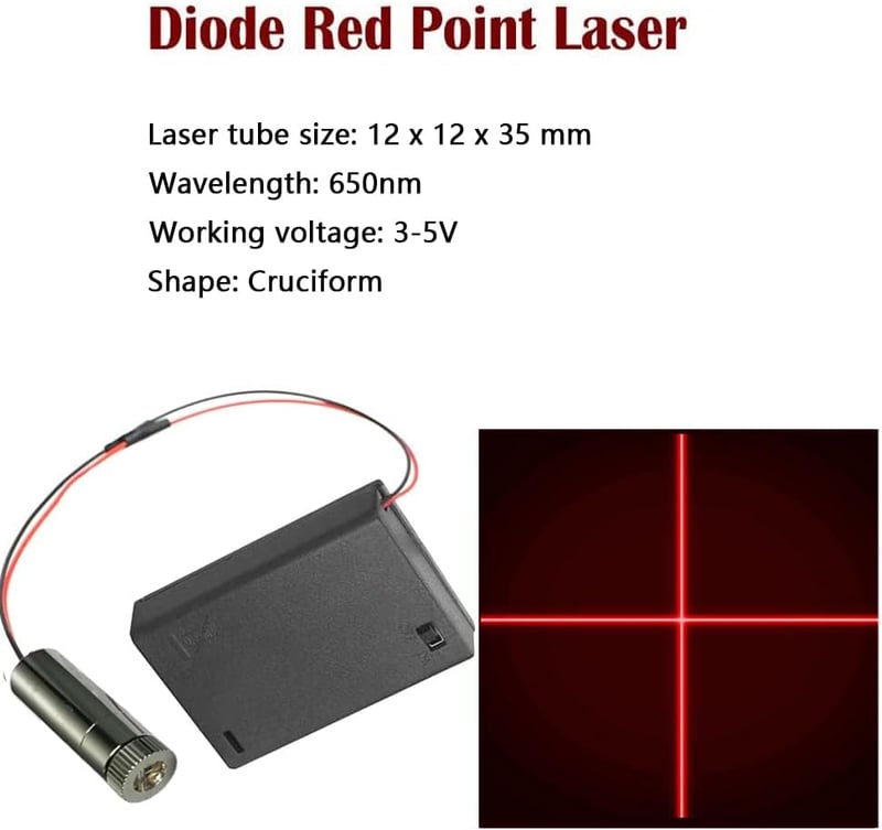 CTRICALVER 650nm Piros Lézer Modul 3-5V Meghajtóval és Elemtartóval