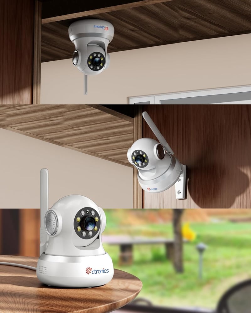 Ctronics 4G Beltéri Kamera SIM Kártyás Autókövetéshez, Éjszakai Látás, 360° PTZ, Kétirányú Hang