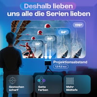 CuBeam Mini 4K Projektor - 20000 Lumen LED Házimozi Vetítő WiFi és Bluetooth Kapcsolattal, 4D Képkorrekció, Rövid Vetítési Távolság, Hordozh 3