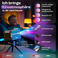 CuBeam Mini 4K Projektor - 20000 Lumen LED Házimozi Vetítő WiFi és Bluetooth Kapcsolattal, 4D Képkorrekció, Rövid Vetítési Távolság, Hordozh 2