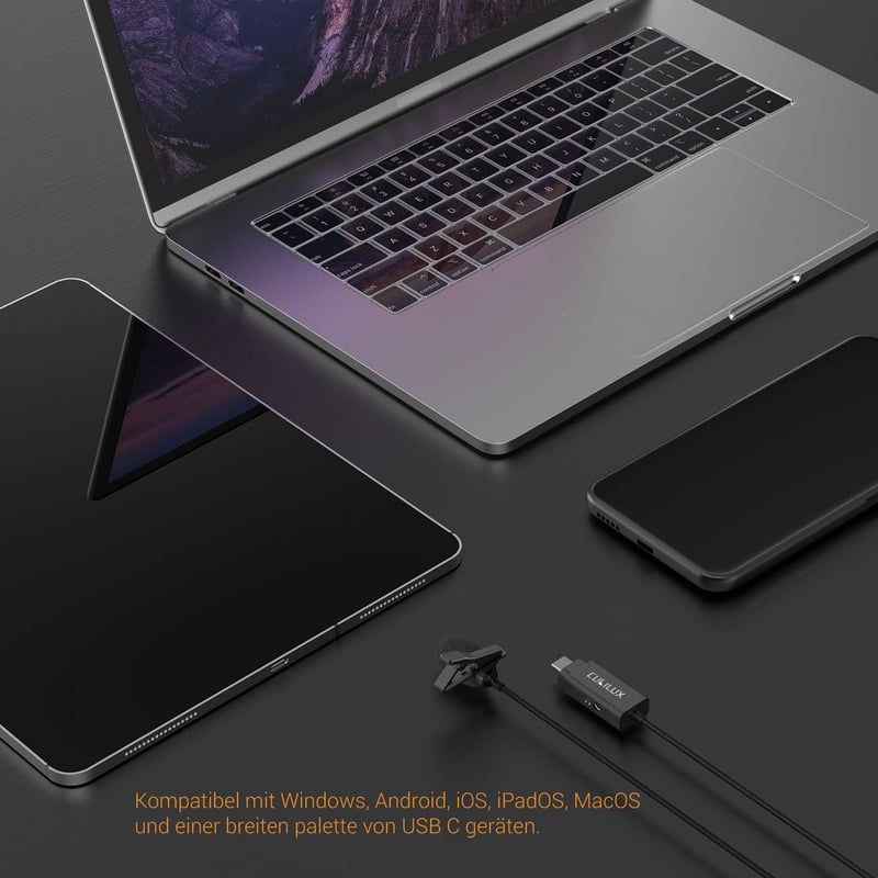 Cubilux USB-C Mikrofon 3.5mm Fejhallgató Csatlakozóval iPad Pro Air Mini MacBook Google Pixel Kompatibilis Csiptetős Mikrofon