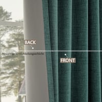 CUCRAF 100% Blackout Linen Szövetű Sötétítő Függöny Erdőzöld 214x132cm 2db 2