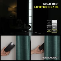 CUCRAF 100% Blackout Linen Szövetű Sötétítő Függöny Erdőzöld 214x132cm 2db 5