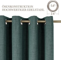 CUCRAF 100% Blackout Linen Szövetű Sötétítő Függöny Erdőzöld 214x132cm 2db 3