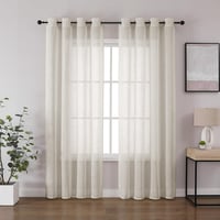 CUCRAF Lenvászon Voile Függöny Szemmekkel 245x140cm Hálószoba Nappali 2db - H245 x B140 cm (2er Pack), Linen 1