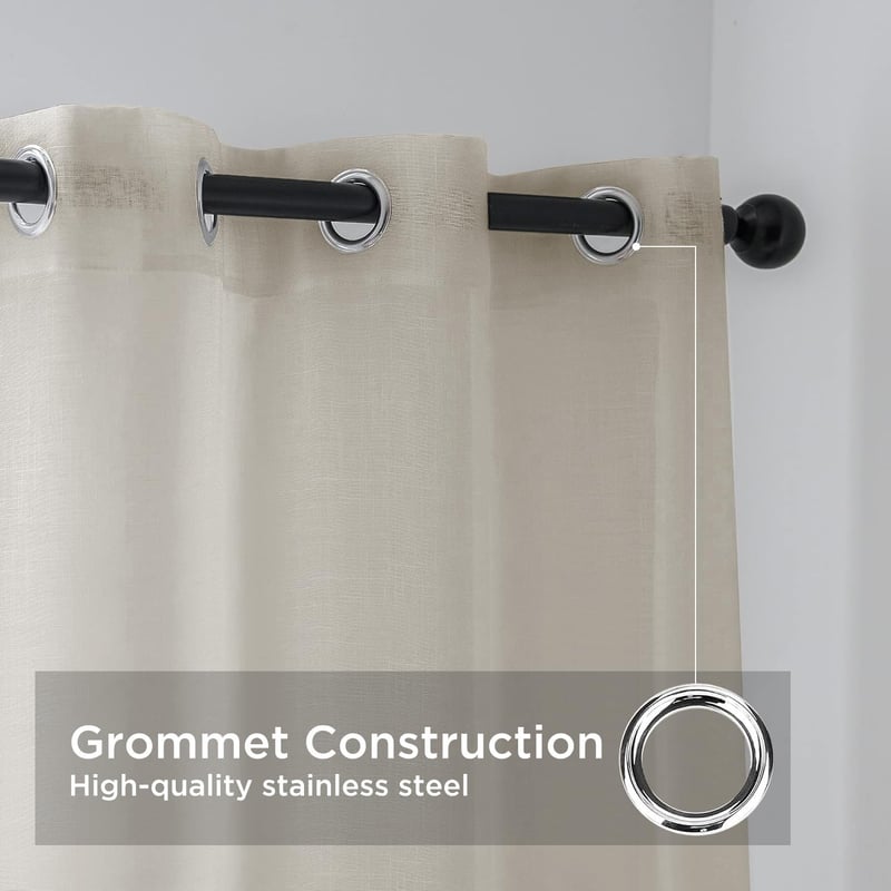 CUCRAF Lenvászon Voile Függöny Szemmekkel 245x140cm Hálószoba Nappali 2db - H245 x B140 cm (2er Pack), Linen