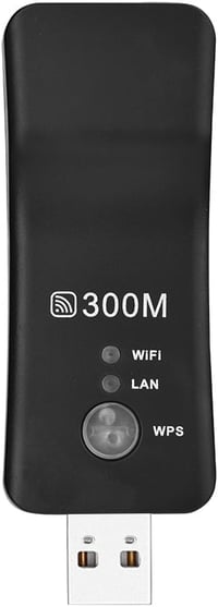 Cuifati 300M USB WiFi Jelerősítő és Repeater - Vezeték Nélküli Hálózati Adapter Smart TV-hez RJ45 Ethernet Porttal, WEP/WPA/WPS2 Támogatássa 1