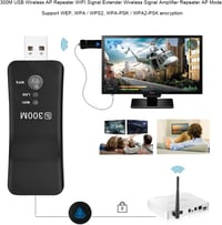 Cuifati 300M USB WiFi Jelerősítő és Repeater - Vezeték Nélküli Hálózati Adapter Smart TV-hez RJ45 Ethernet Porttal, WEP/WPA/WPS2 Támogatássa 4