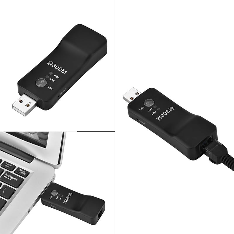 Cuifati 300M USB WiFi Jelerősítő és Repeater - Vezeték Nélküli Hálózati Adapter Smart TV-hez RJ45 Ethernet Porttal, WEP/WPA/WPS2 Támogatássa