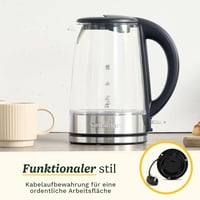 Cuisinart 1.7 L Glass Kettle with Variable Temperature Control, 3 kW Quick Boil Function, Cool Touch, Double-Walled Design, BPA-Free, Drip-Free Spout, 360° Rotating Base 6