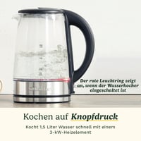 Cuisinart 1.7 L Glass Kettle with Variable Temperature Control, 3 kW Quick Boil Function, Cool Touch, Double-Walled Design, BPA-Free, Drip-Free Spout, 360° Rotating Base 2