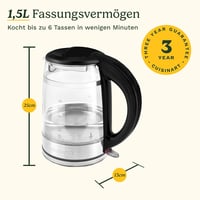 Cuisinart 1.7 L Glass Kettle with Variable Temperature Control, 3 kW Quick Boil Function, Cool Touch, Double-Walled Design, BPA-Free, Drip-Free Spout, 360° Rotating Base 7