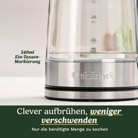 Cuisinart 1.7 L Glass Kettle with Variable Temperature Control, 3 kW Quick Boil Function, Cool Touch, Double-Walled Design, BPA-Free, Drip-Free Spout, 360° Rotating Base 3