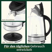 Cuisinart 1.7 L Glass Kettle with Variable Temperature Control, 3 kW Quick Boil Function, Cool Touch, Double-Walled Design, BPA-Free, Drip-Free Spout, 360° Rotating Base 5
